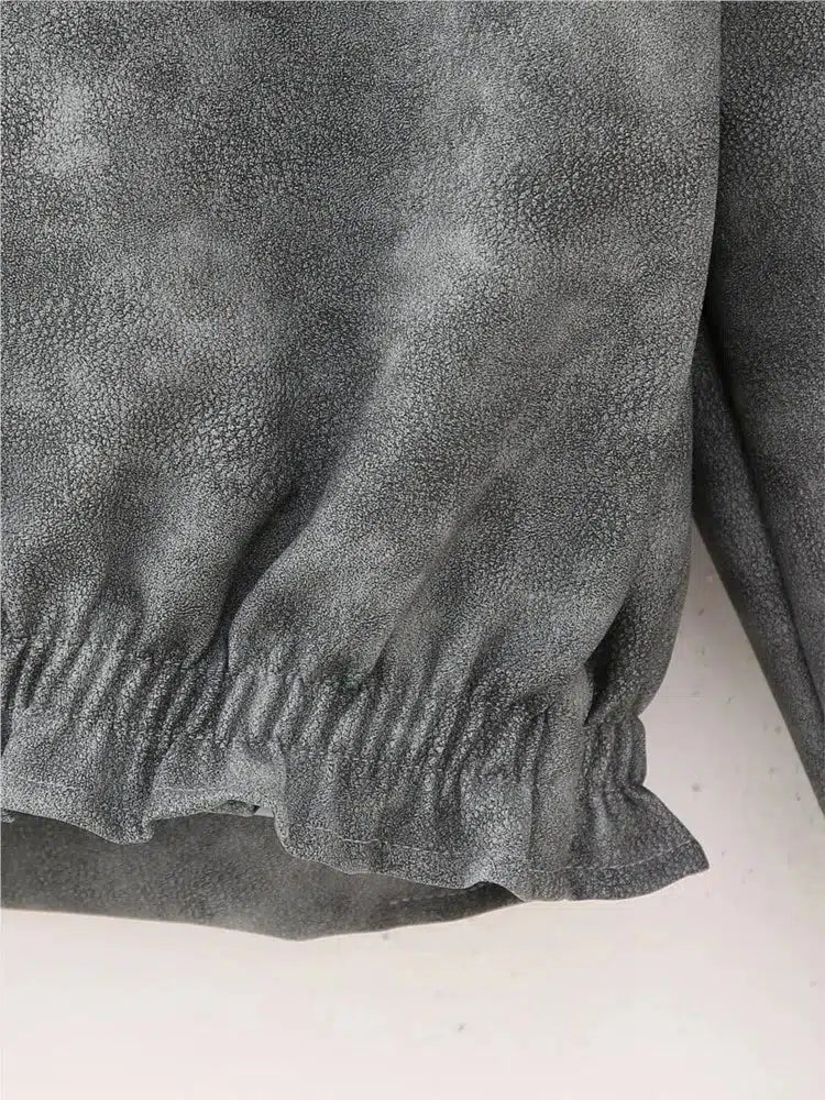 Y2K Oversized Leather Bomber Jacket
