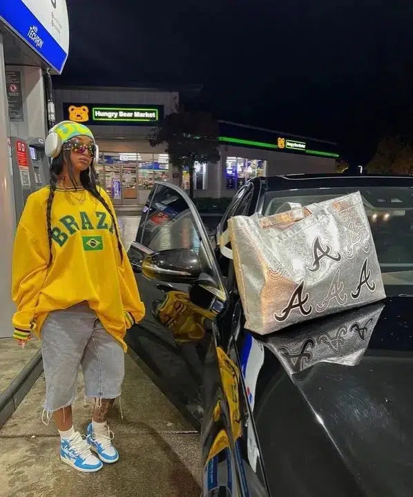 Y2K Oversized Thick Brazil Embroidered Sweatshirt