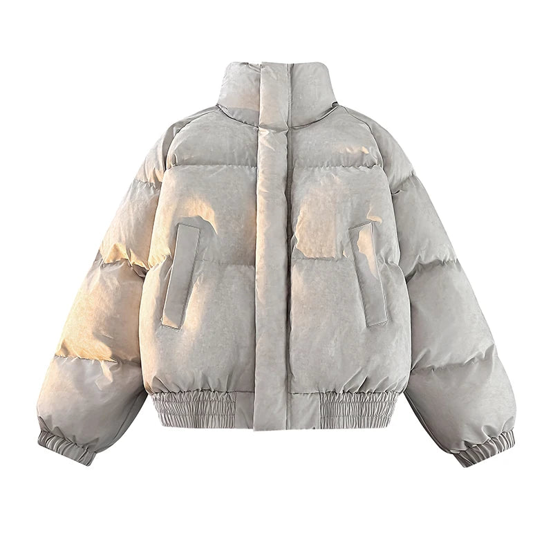 Y2K Padded Stand Collar Zip Up Coat Puffer Jacket