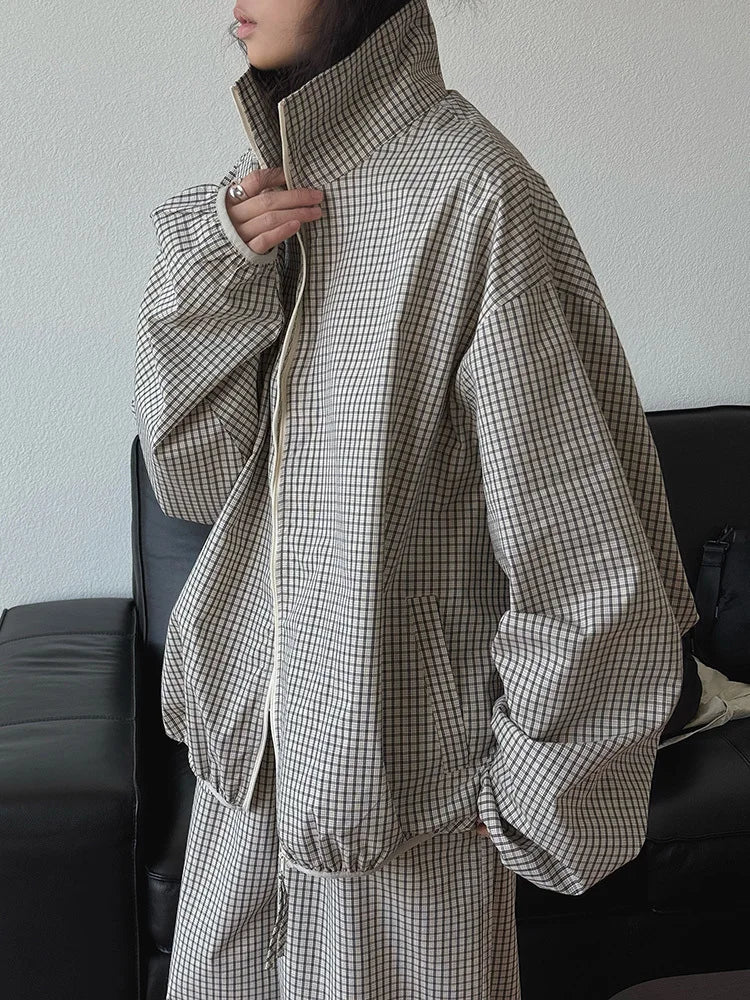 Y2K Plaid Baggy Casual Jacket Coat