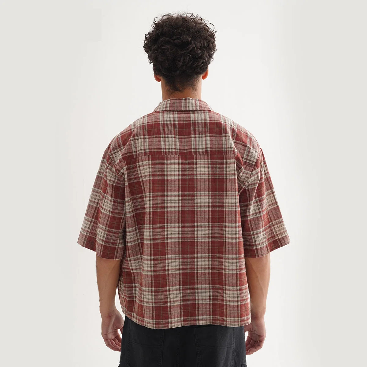 Y2K Plaid Cropped Short Sleeve Button Down Shirt