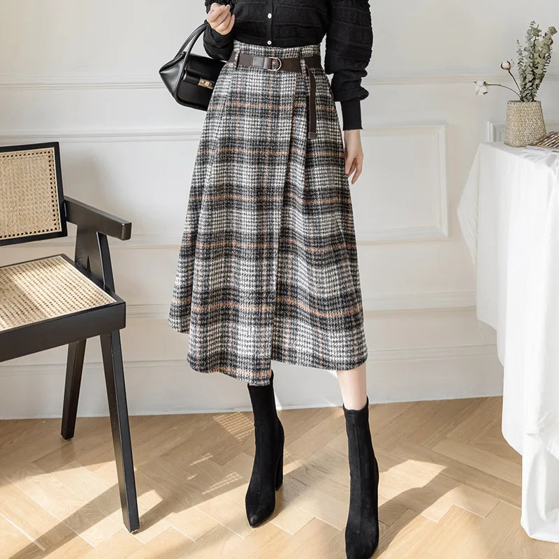 Y2K Plaid High Waist Half Skirt