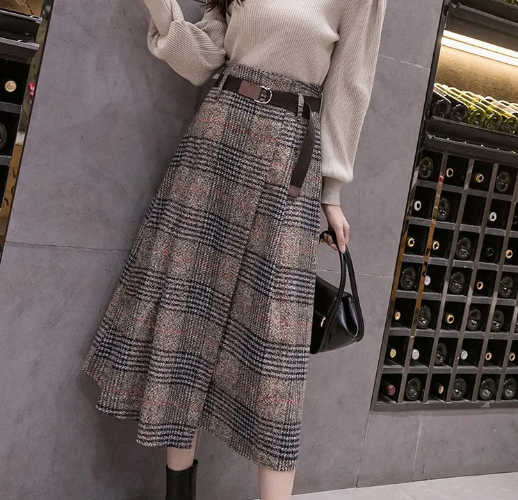 Y2K Plaid High Waist Half Skirt