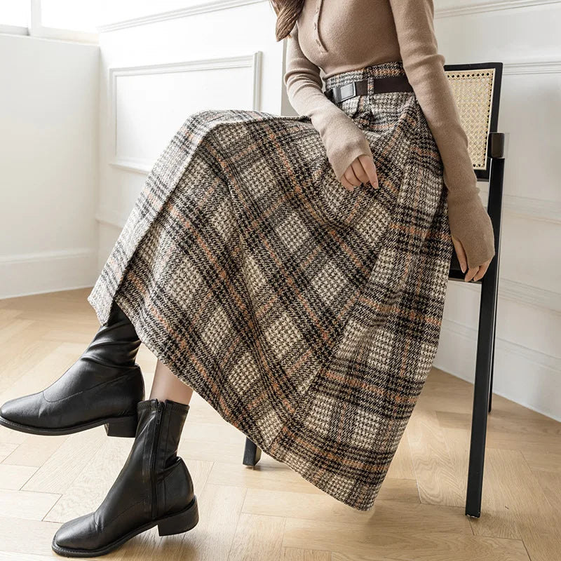 Y2K Plaid High Waist Half Skirt