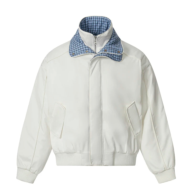 Y2K Plaid Inside Collar Mock Two Piece Jacket