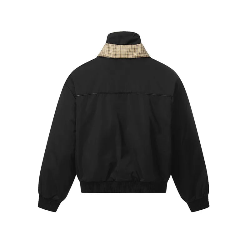 Y2K Plaid Inside Collar Mock Two Piece Jacket
