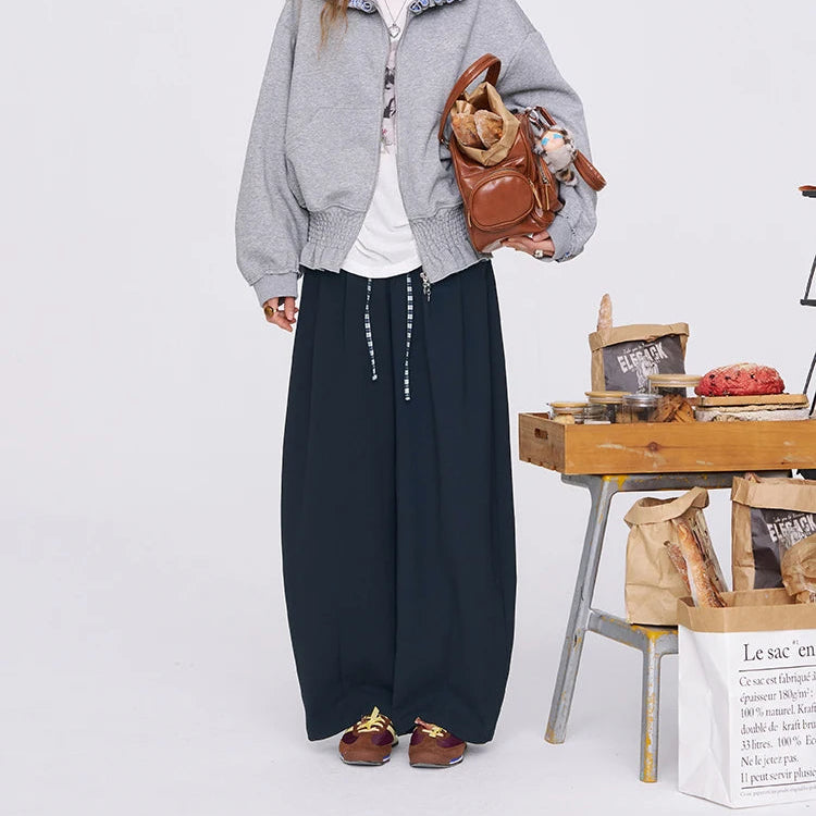 Y2K Plaid Panel Wide Leg Boyfriend Fit Trousers