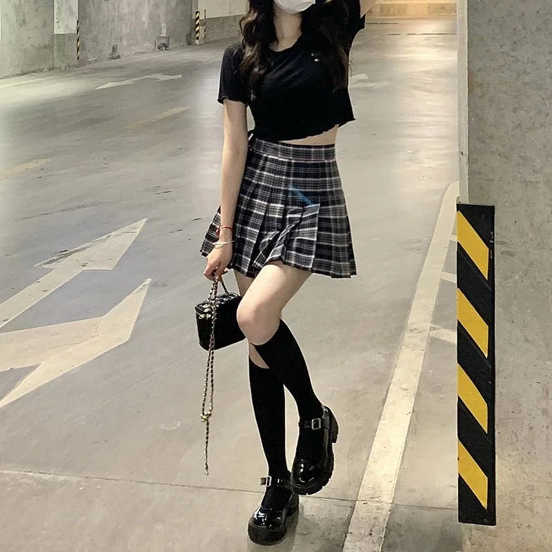 High waisted mini skirt checkered best sale