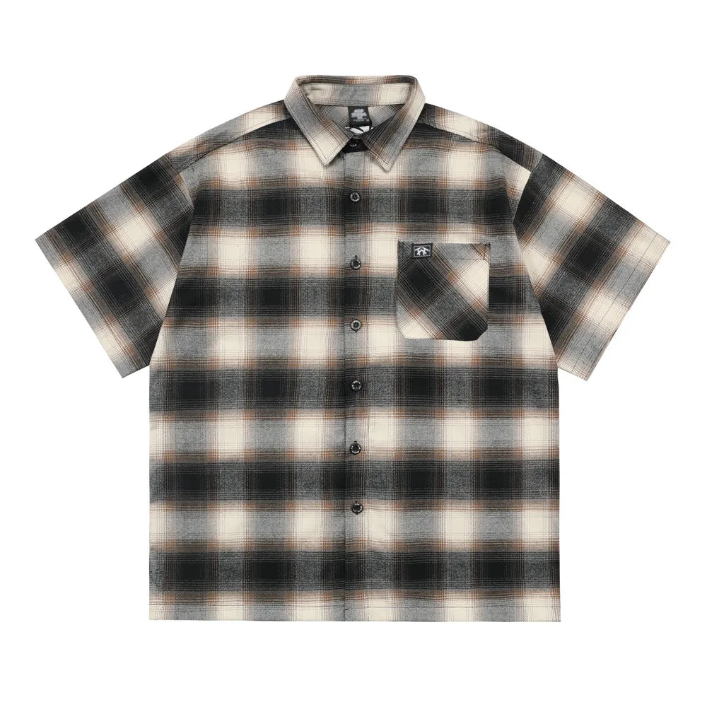 Y2K Plaid Short Sleeve Button Down Shirt