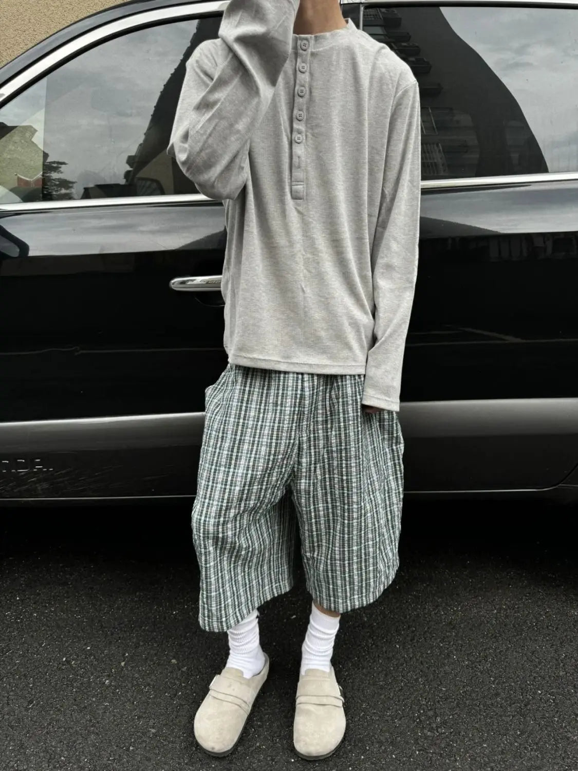 Y2K Plaid Thin Long Shorts Jorts