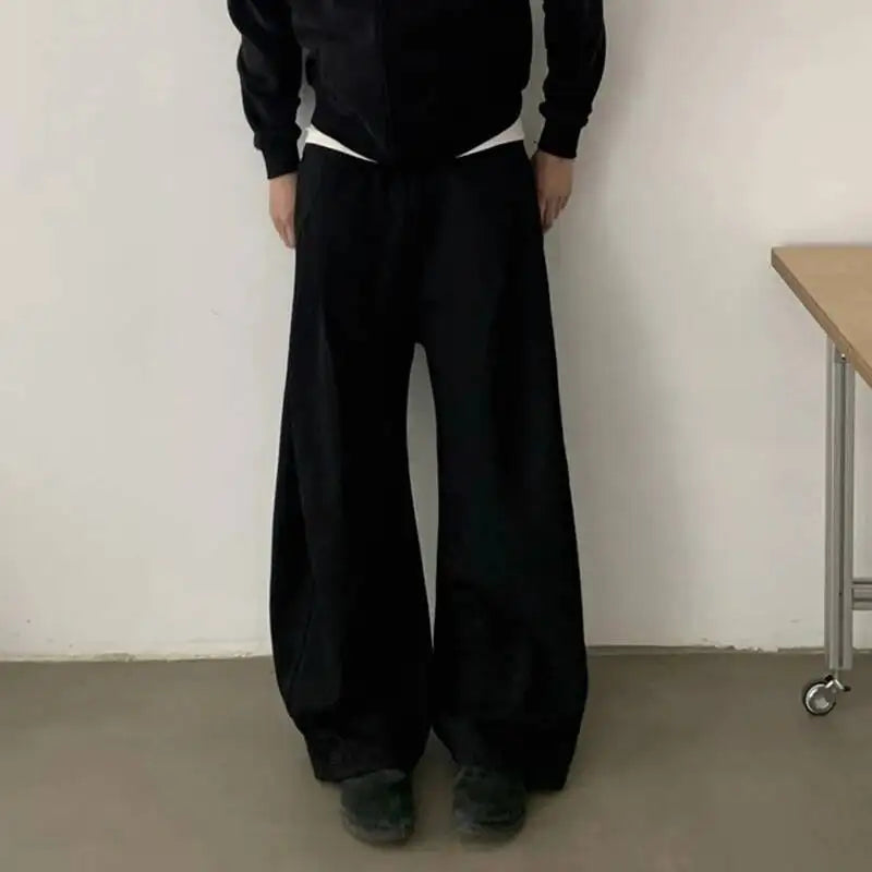 Y2K Pleated Design Wide Leg Sweatpants Joggers Trousers
