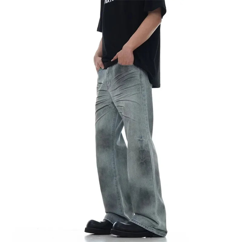 Y2K Pleated Slight Flare Baggy Jeans