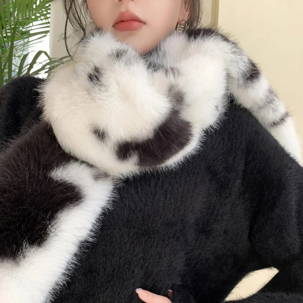 Y2K Plush Long Faux Fur Long Scarf