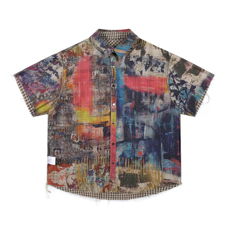 Y2K Pocket Plaid Reversible Short Sleeve Shirt