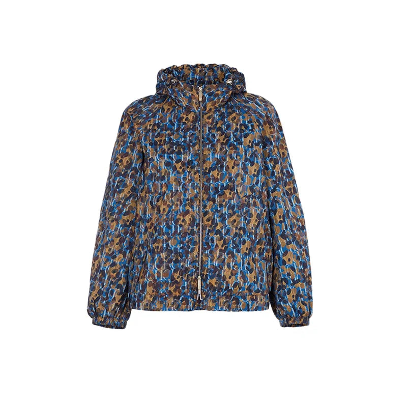 Y2K Pond Flower Design Thin Light Windbreaker Jacket