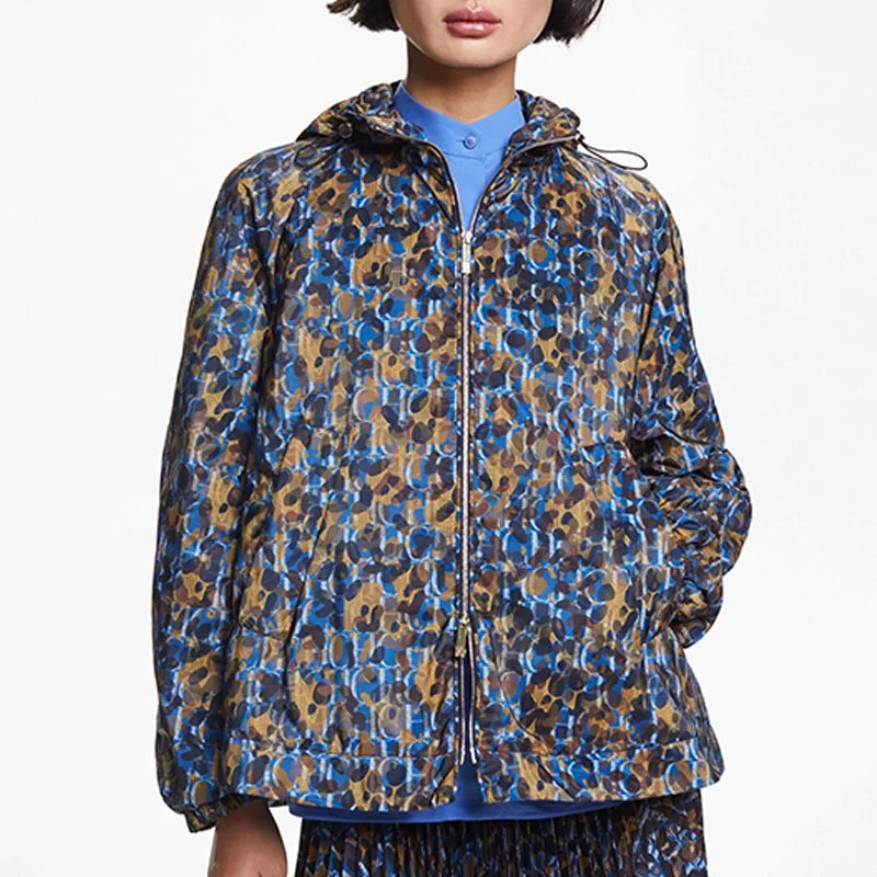 Y2K Pond Flower Design Thin Light Windbreaker Jacket