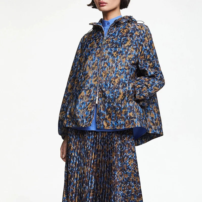 Y2K Pond Flower Design Thin Light Windbreaker Jacket