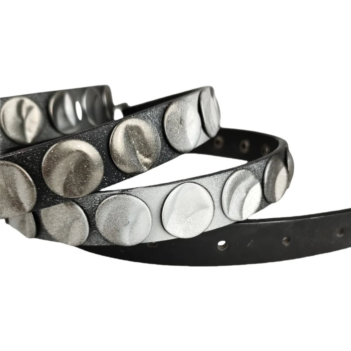 Y2K Punk Double Loop Studded Leather Belt