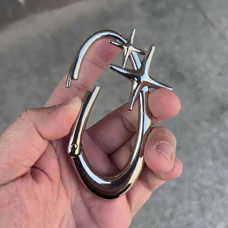Y2K Punk Metal Star Oval Carabiner Keychain