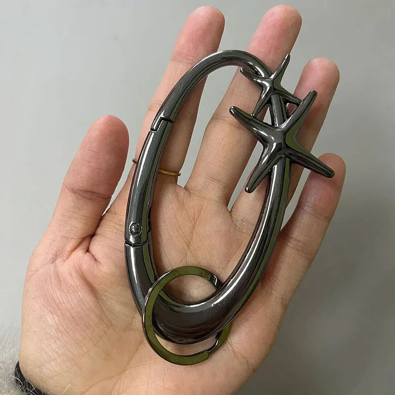 Y2K Punk Metal Star Oval Carabiner Keychain
