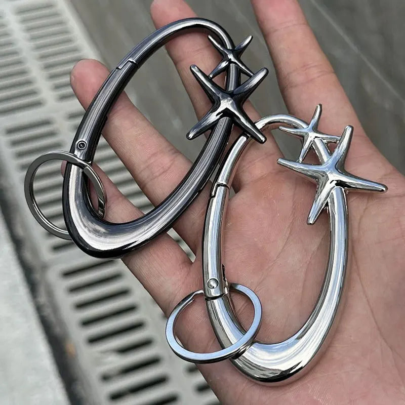 Y2K Punk Metal Star Oval Carabiner Keychain