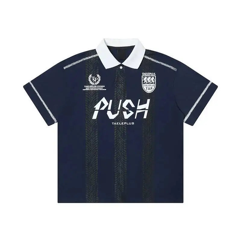 Y2K Push Striped Polo Shirt
