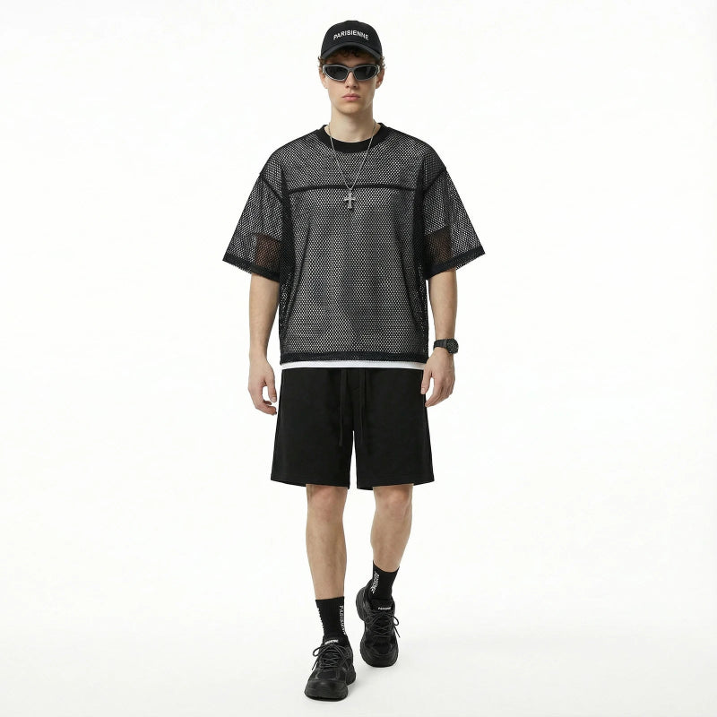 Y2K Raw Grunge Mesh T Shirt