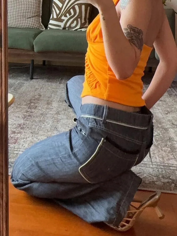 Y2K Raw Look Vintage Grunge Low Waist Bootcut Jeans