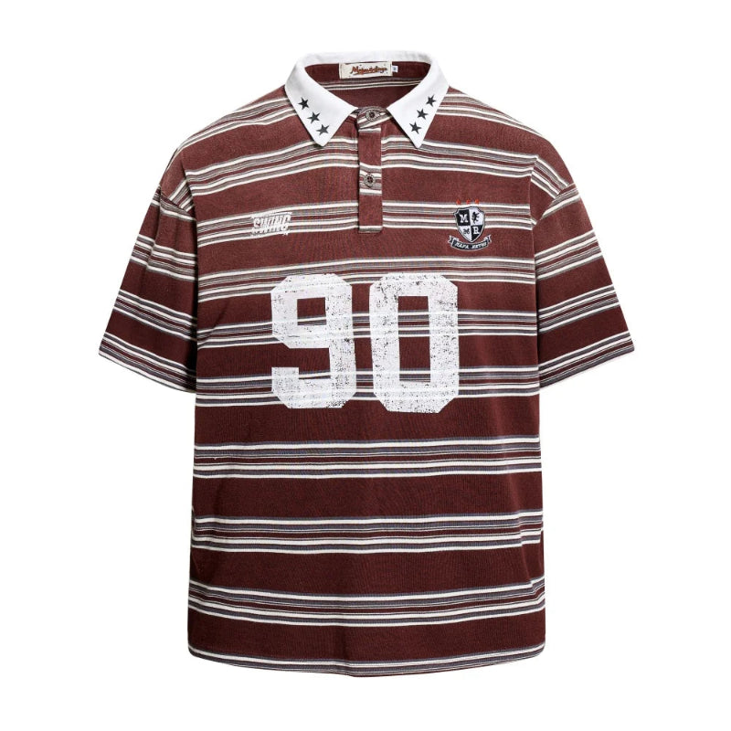 Y2K Red 90 Striped Polo Shirt