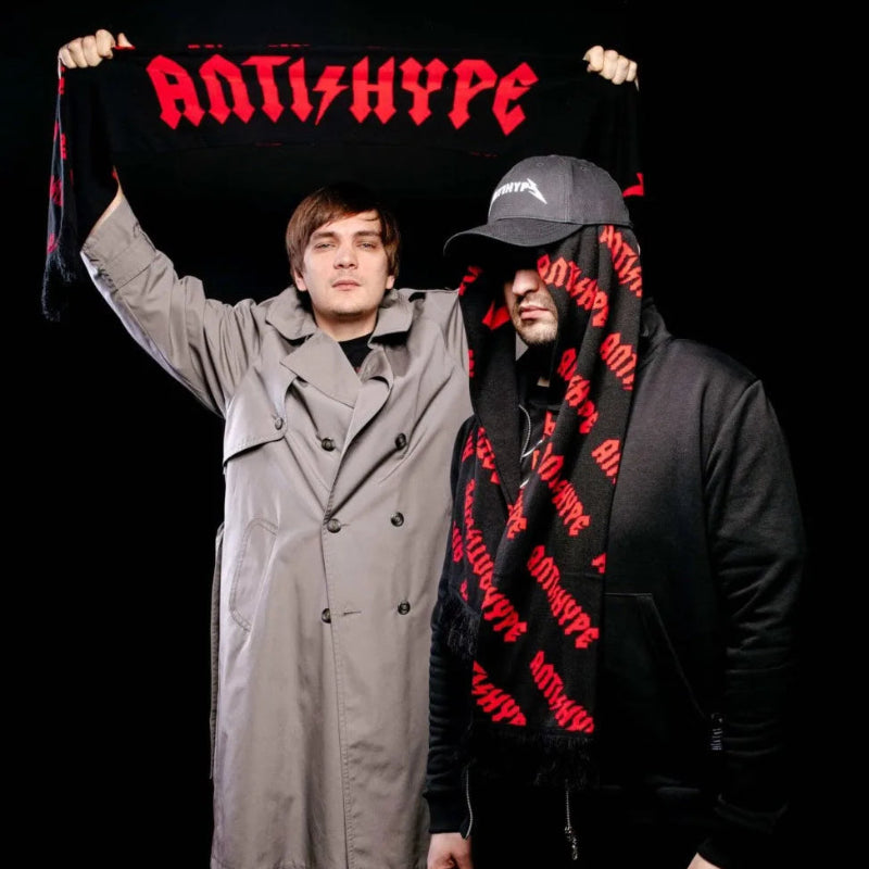 Y2K "Red Hype" Black Knitted Shawl Scarf