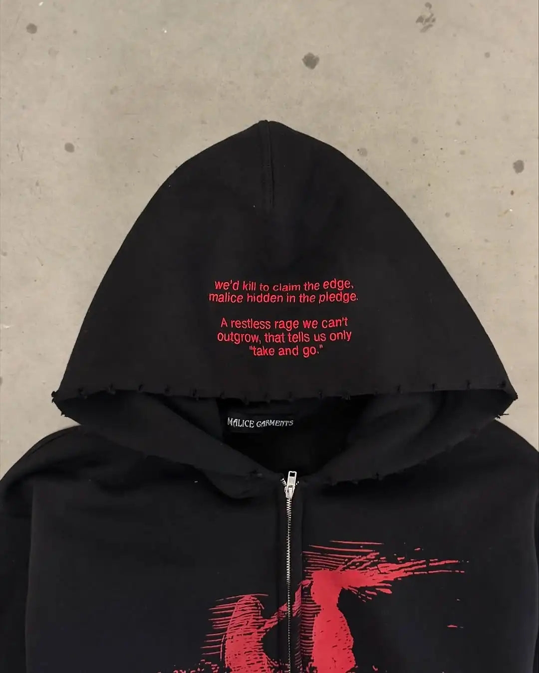 Y2K Red Mist Graphic Full Zip Hoodie