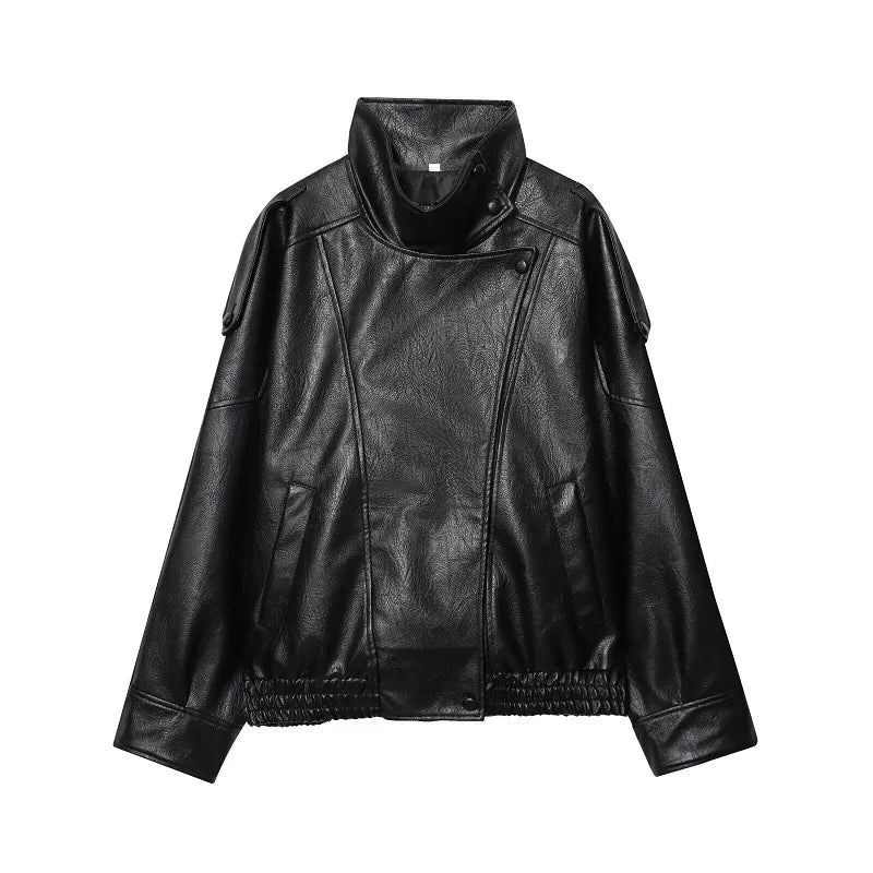 Y2K Regular Womens Faux Leather Jacket