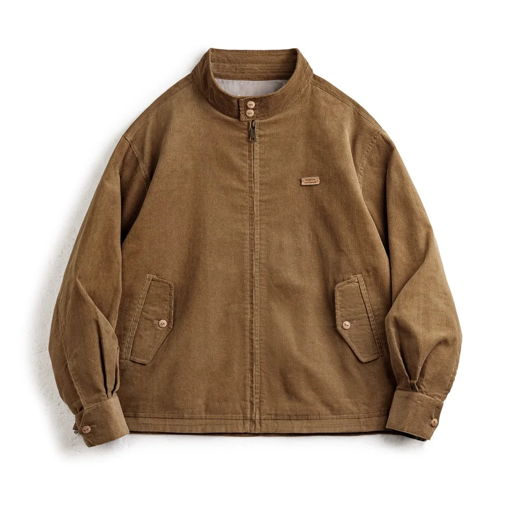 Y2K Retro Corduroy Jacket With Stand Up Collar