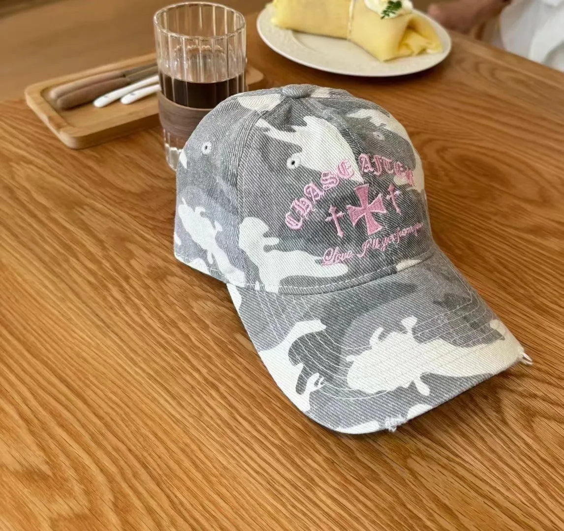 Y2K Retro Cross Camo Baseball Cap