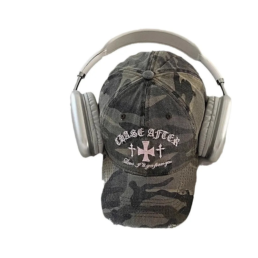 Y2K Retro Cross Camo Baseball Cap