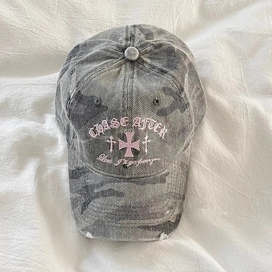 Y2K Retro Cross Camo Baseball Cap