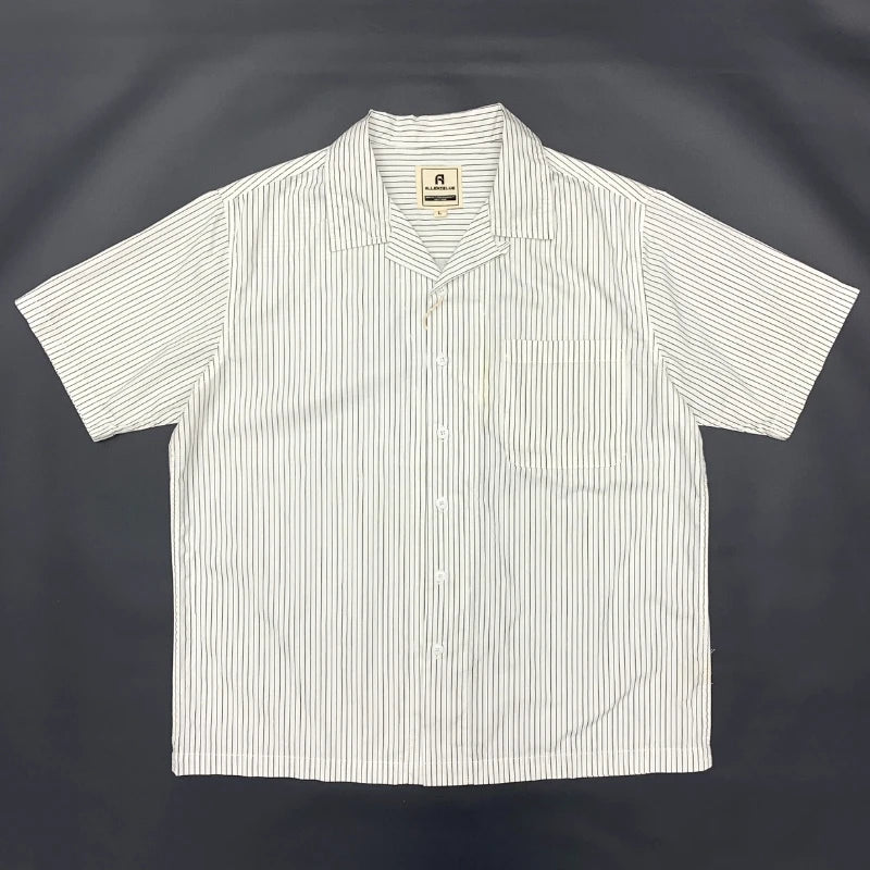 Y2K Retro Striped Short Sleeve Cuban Collar Button Down Shirt