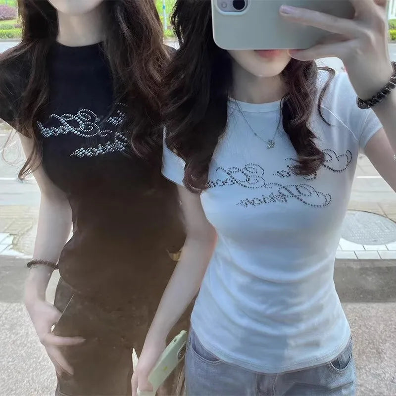 Y2K Rhinestone Scripture Summer T Shirt