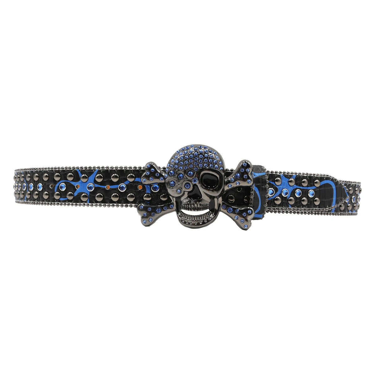 Y2K Rhinestone Skull Studded Buckle Belt