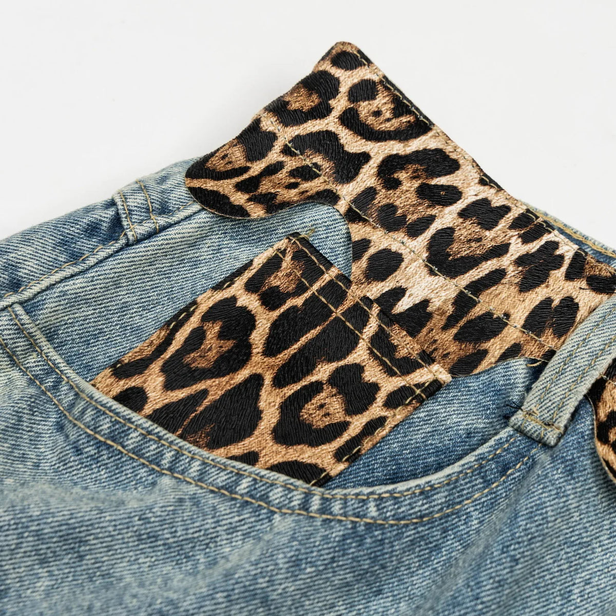 Y2K Ripped Wide Leg Leopard Print Denim Jeans