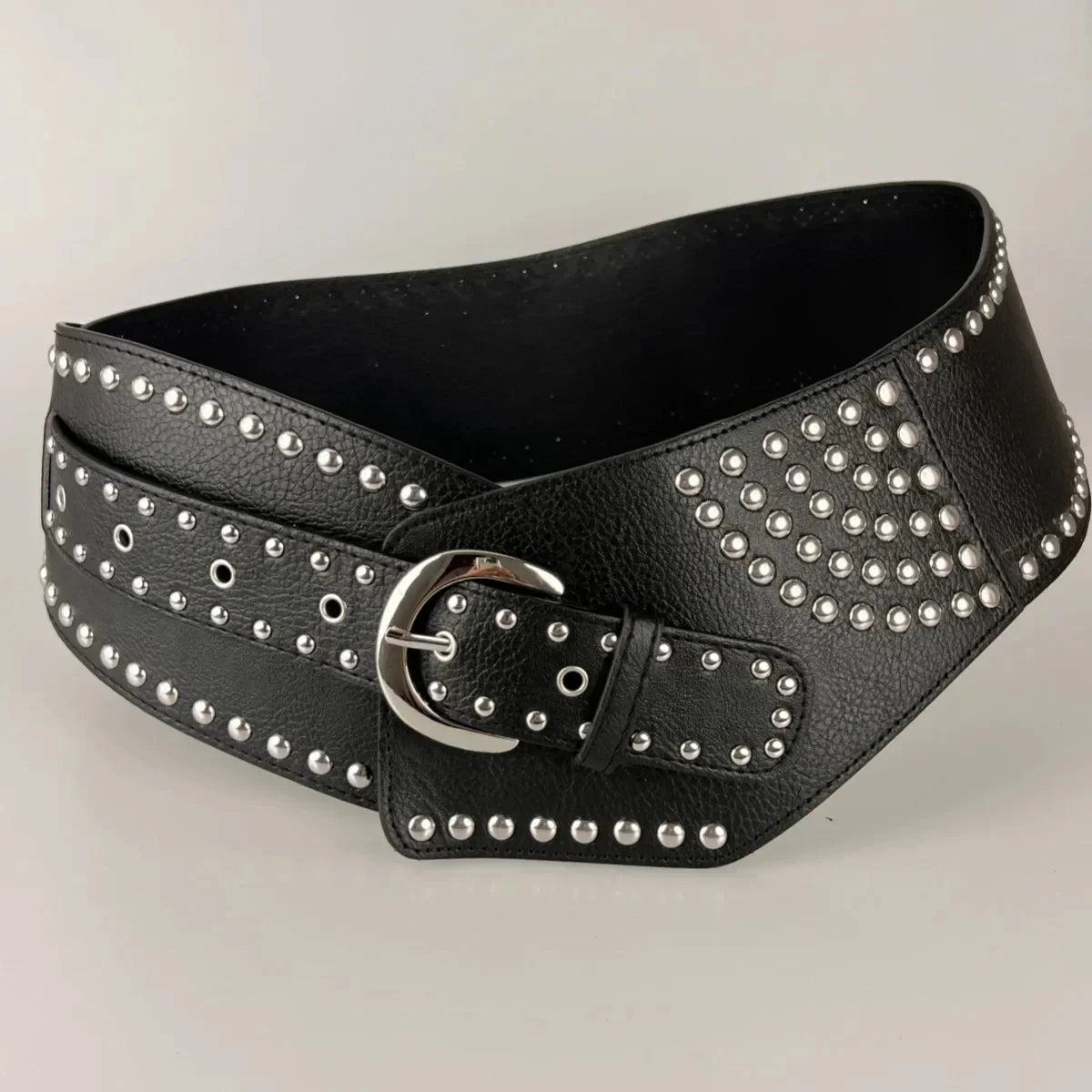 Y2K Rivet Irregular Wide Faux Leather Body Belt