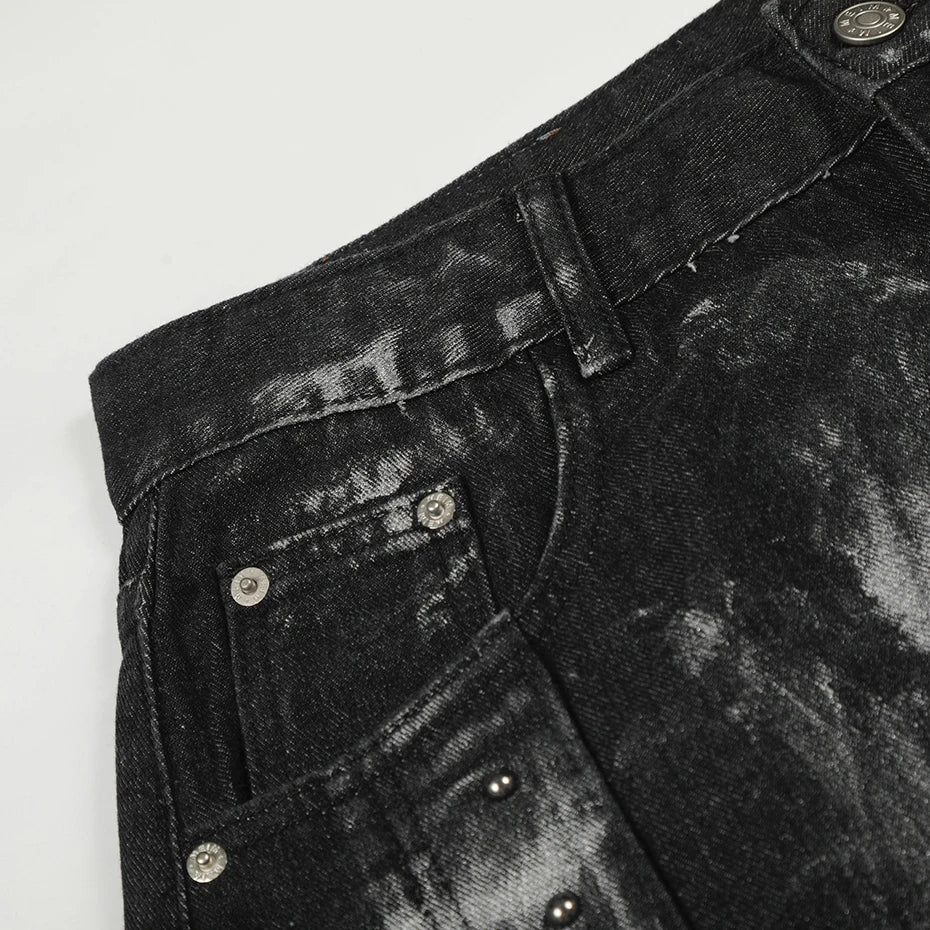 Y2K Rivet Patchwork Painter Baggy Jeans