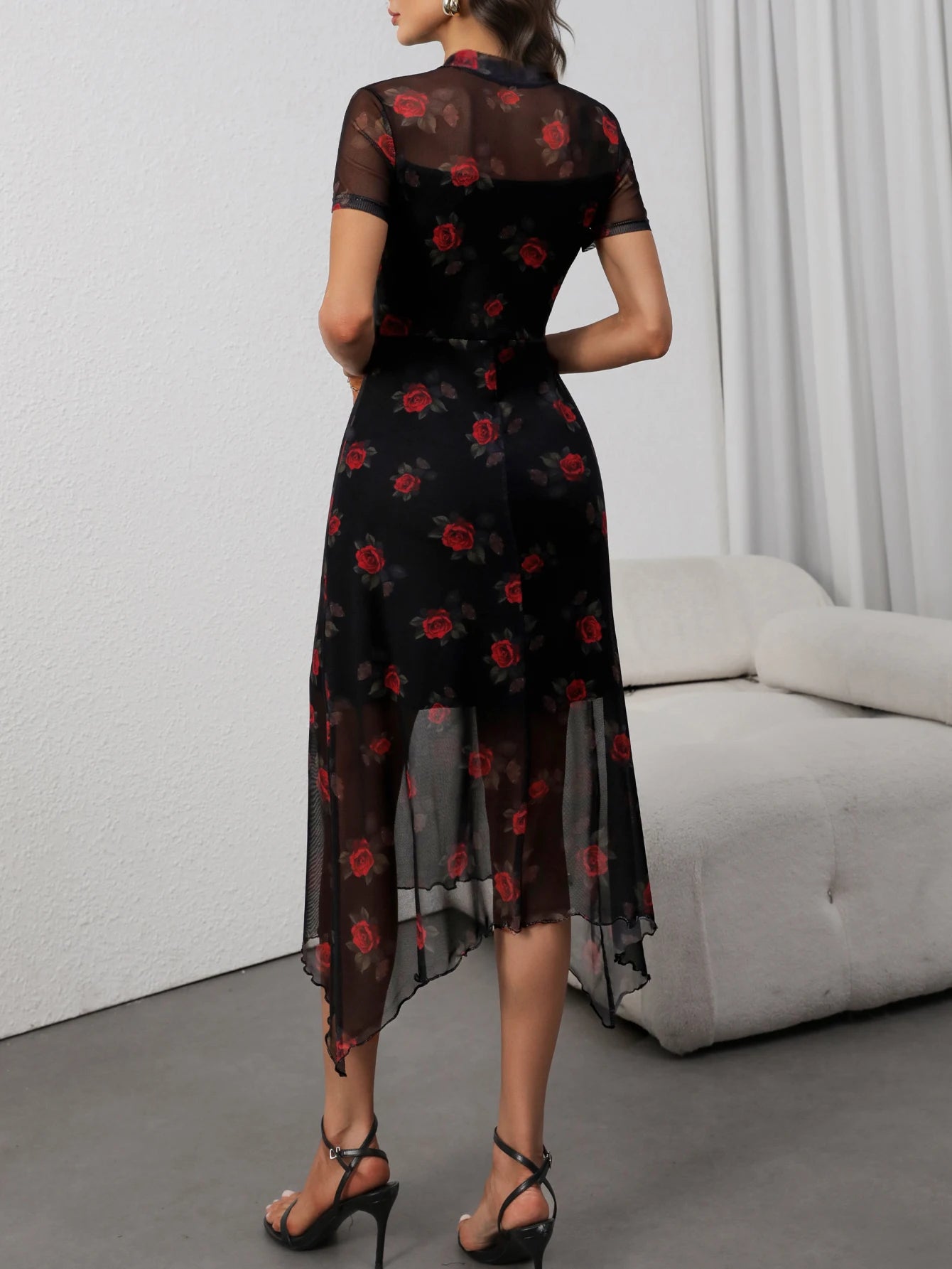 Y2K Rose Thorn Print Mini Dress