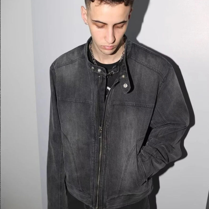 Y2K Short Motorcycle Denim Jacket