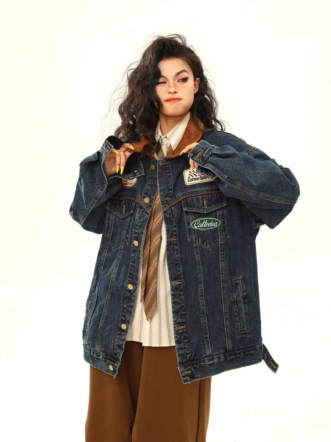 Y2K Single Breasted Baggy Denim Jacket