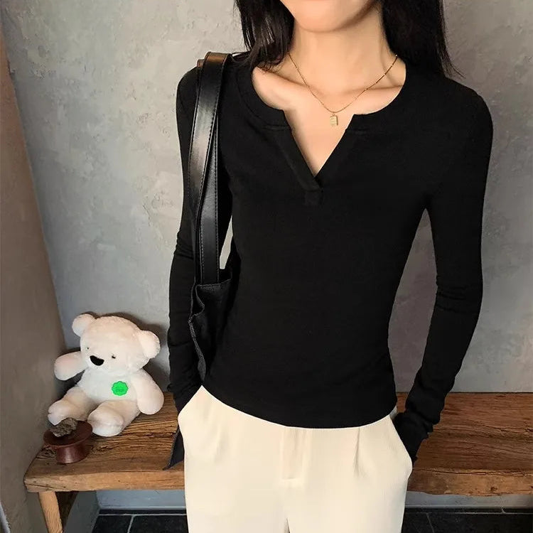 Y2K Slim Low Cut Long Sleeve Top
