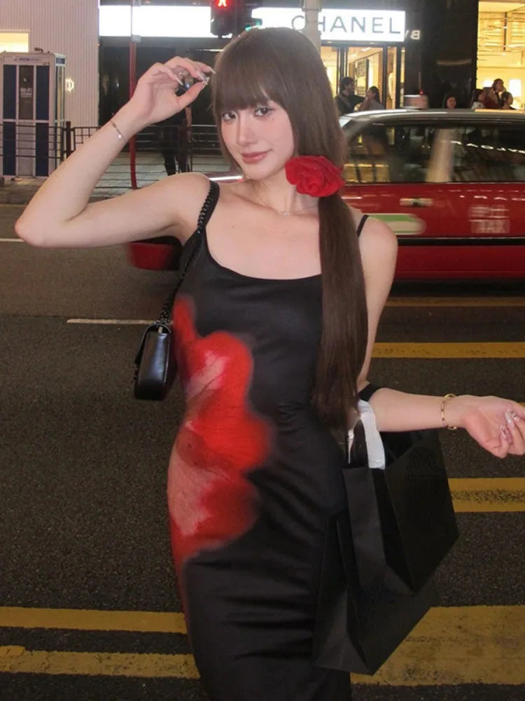 Y2K Slim Waist Long Dress