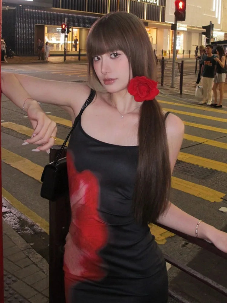 Y2K Slim Waist Long Dress