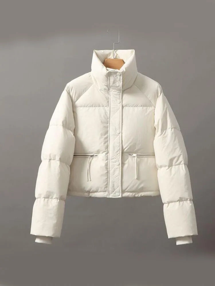Y2K Small Crop Stand Collar Padded Puffer Jacket Coat