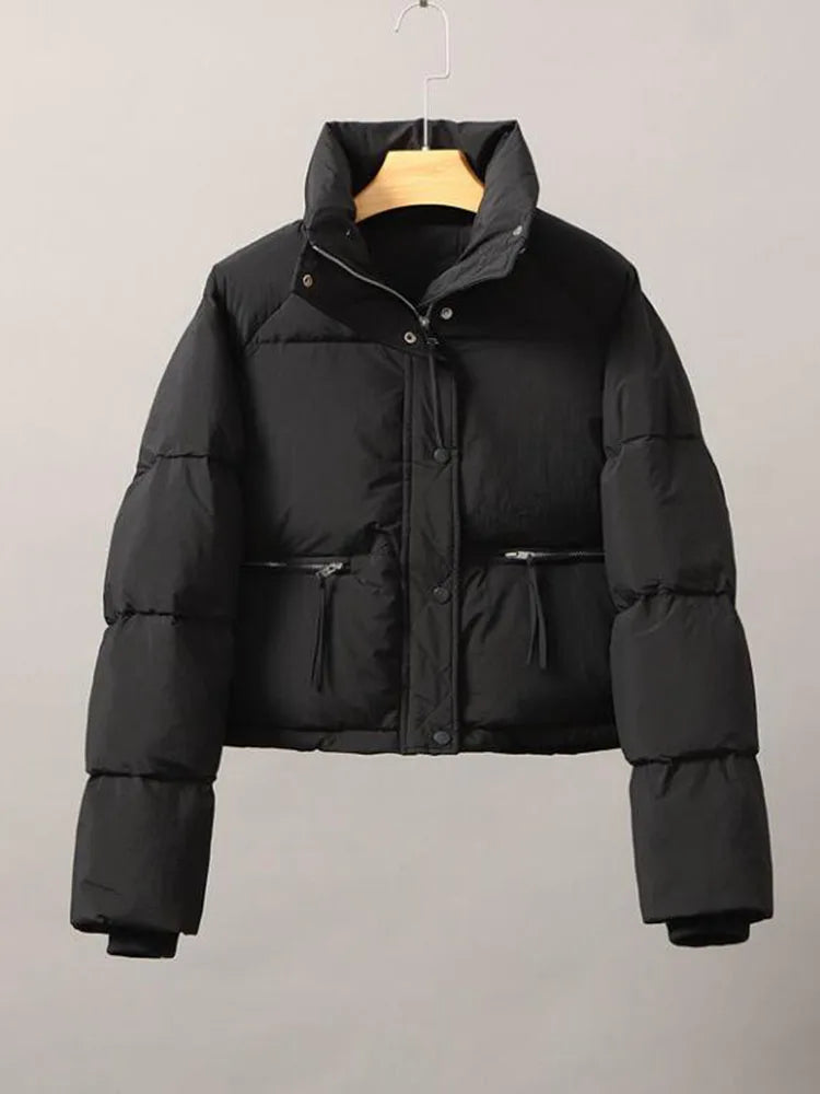 Y2K Small Crop Stand Collar Padded Puffer Jacket Coat